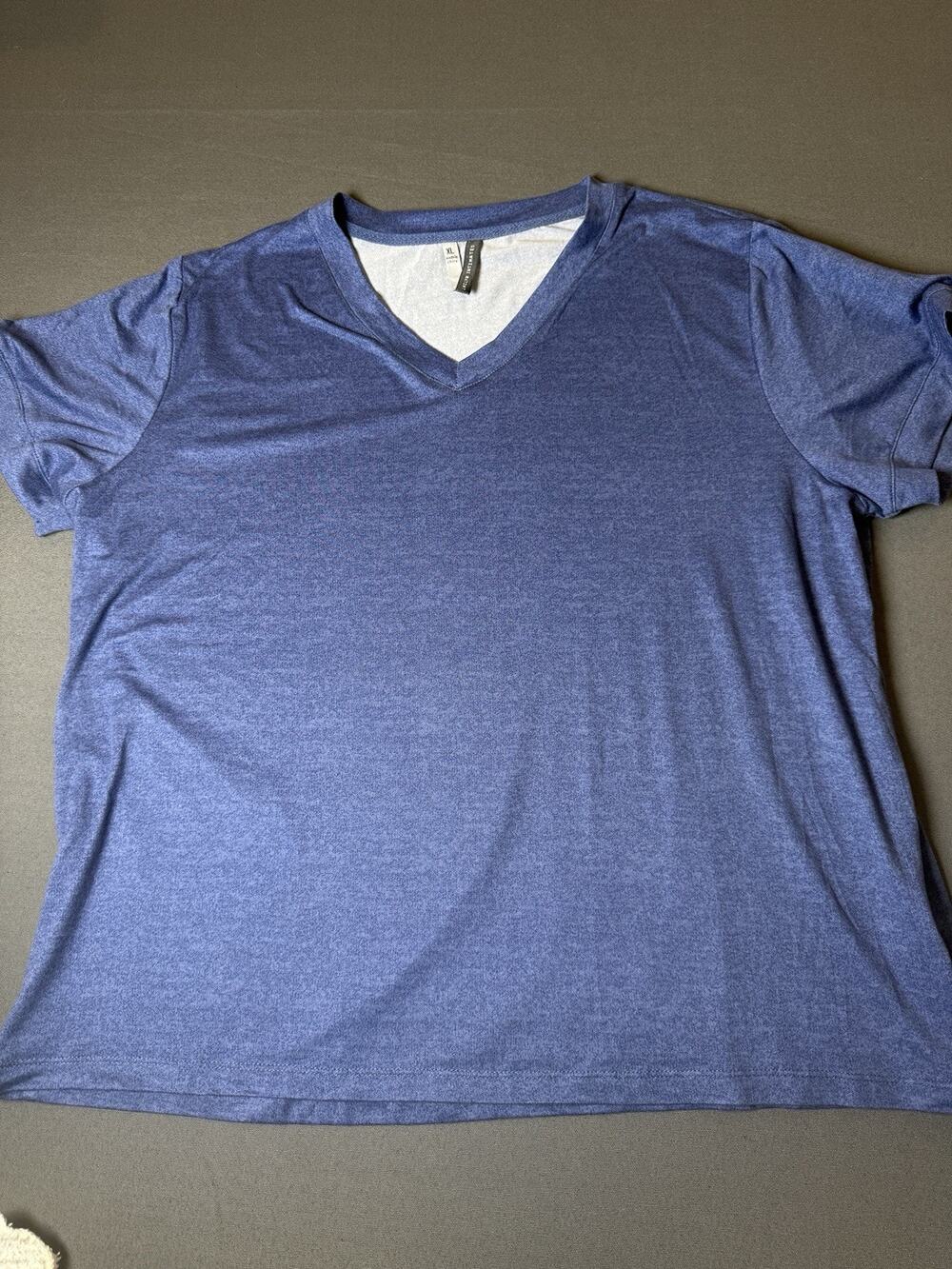Jaclyn Intimates Women's Short Sleeve Pajama V Neck Top XL Blue Heather